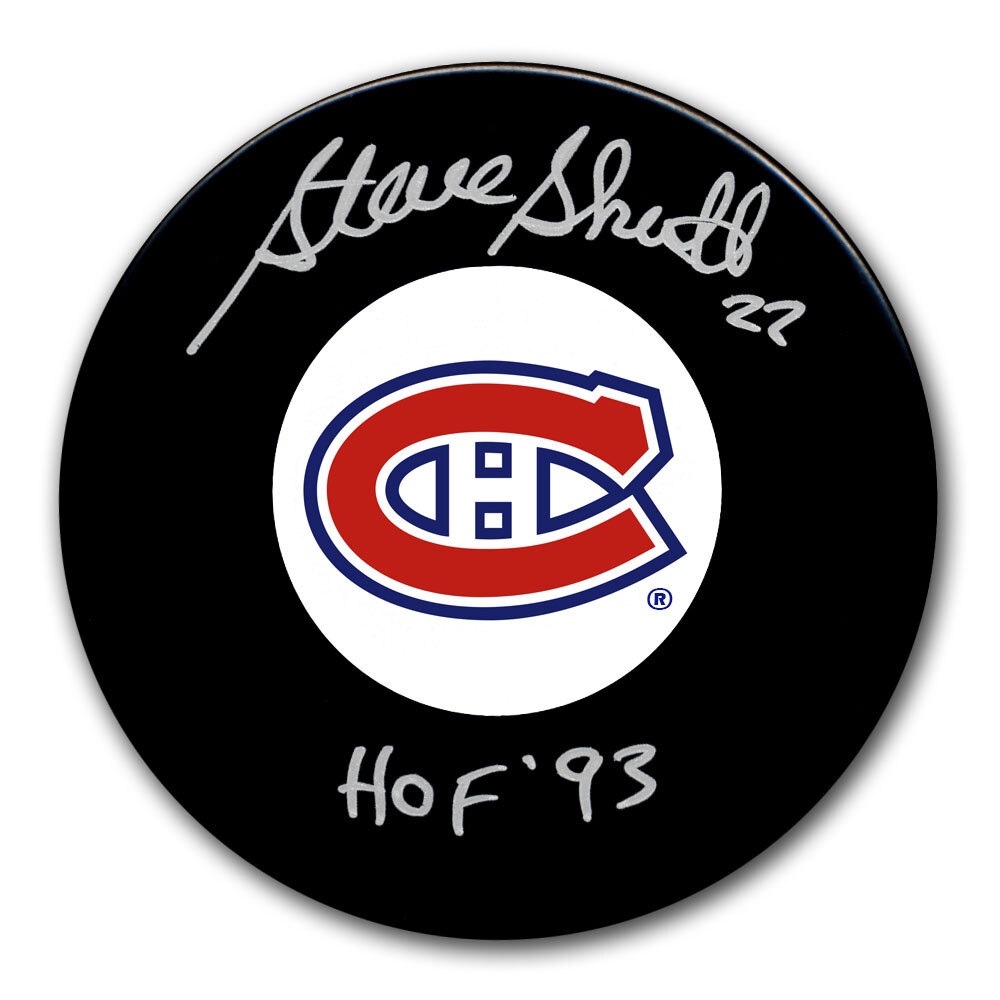 Steve Shutt Autographed Montreal Canadiens Hockey Puck - HOF 1993