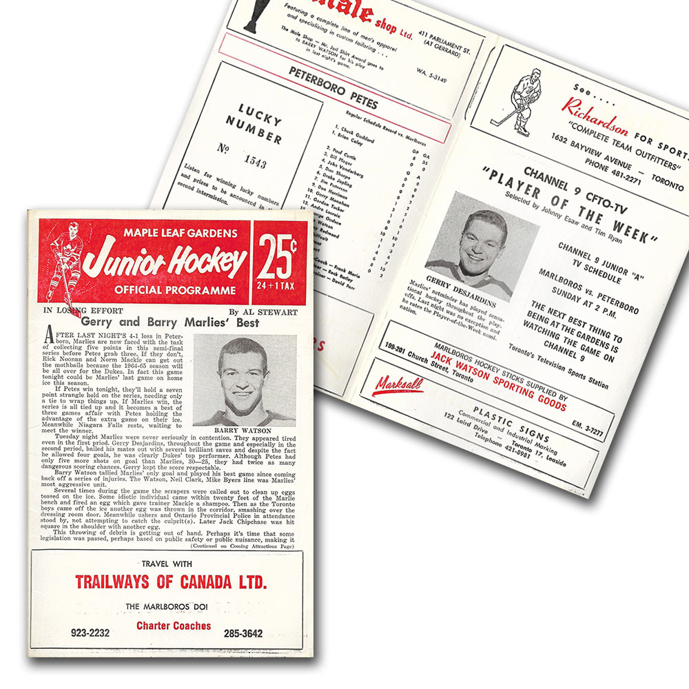 1960s Toronto Marlboros OHA Program