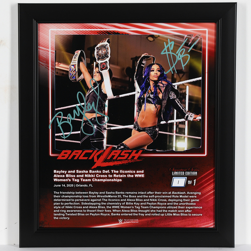 Bayley and Sasha Banks SIGNED Backlash 2020 Signature Series Frame (#1 of 1)
