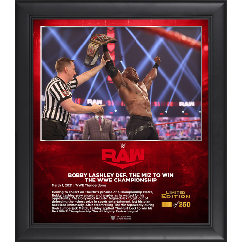 Bobby Lashley Framed 15'' x 17'' March 1, 2021 RAW Collage with Piece of Event-Used Canvas - #1 of a Limited Edition of 250