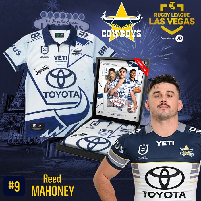 Photo of Reed Mahoney #9 2026 North Queensland Toyota Cowboys Vegas Player-Issue Jersey