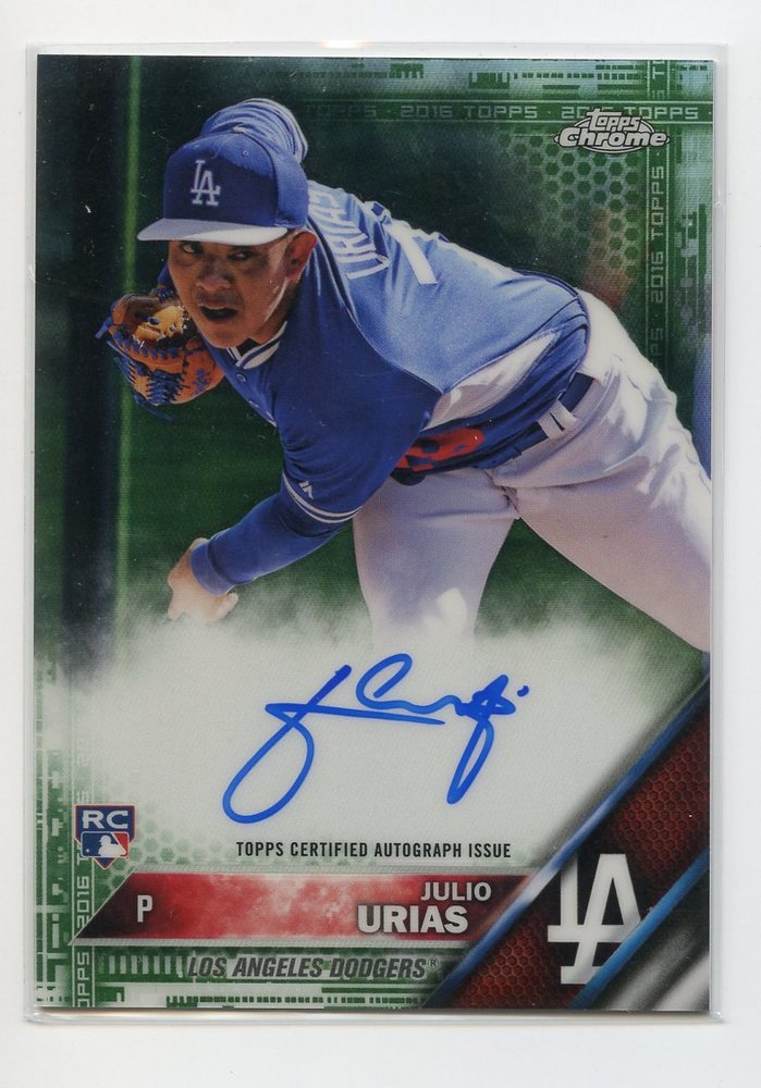 2016 Topps Chrome Rookie Autographs Green Refractors Julio Urias 45/99