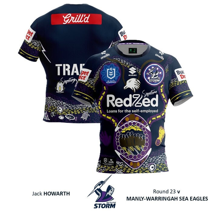 Photo of Jack Howarth #3 Melbourne Storm 2026 Indigenous Player-Issue Jersey