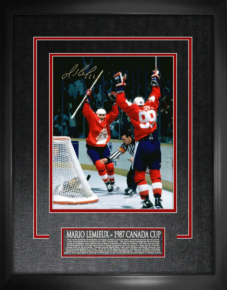 Mario Lemieux - Signed 16x20 Etched Mat 1987 Canada Cup