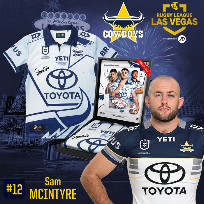 Photo of Sam McIntyre #12 2026 North Queensland Toyota Cowboys Vegas Player-Issue Jersey