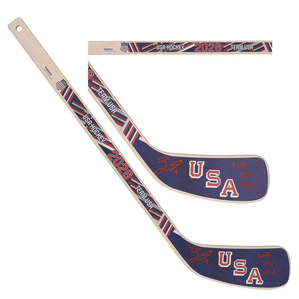 Jack Eichel Vegas Golden Knights Autographed Team USA 2026 Olympics Mini Wood Stick with 