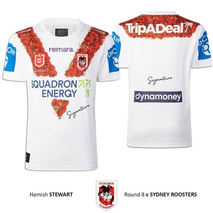 Photo of Hamish Stewart #13 St George Illawarra Dragons 2026 Anzac Round Jersey