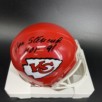 HOF - Chiefs Jan Stenerud Signed Mini Helmet with HOF 91 Inscription