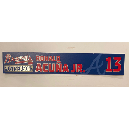 Ronald Acuna, Jr. Game-Used 2020 Postseason Locker Nameplate - September 30, 2020 - Wild Card Game 1