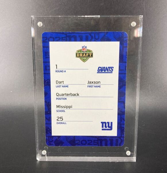NFL - Giants Jackson Dart Special Edition 2025 Draft Card 2 of 2