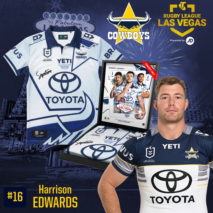 Photo of Harrison Edwards #16 2026 North Queensland Toyota Cowboys Vegas Player-Issue Jersey