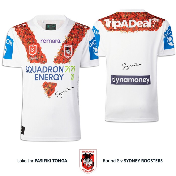 Photo of Loko Jnr Pasifiki Tonga #15 St George Illawarra Dragons 2026 Anzac Round Jersey