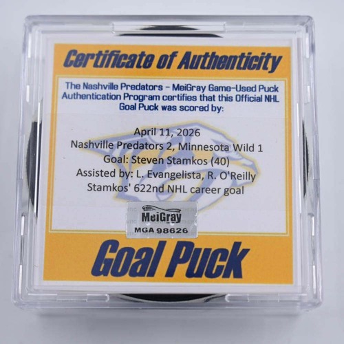 Image of Stamkos, Steven - Nashville Predators - April 11, 2026 vs. Minnesota Wild (Predators Logo)