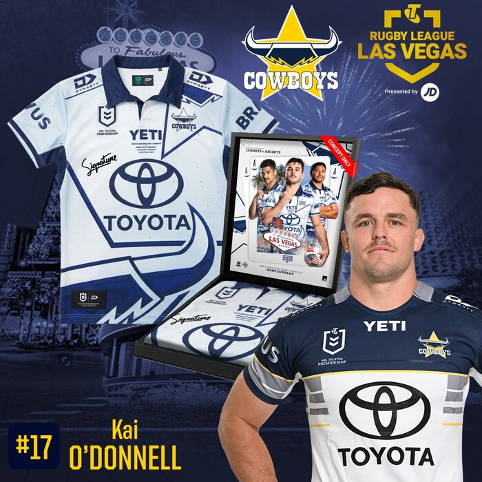 Photo of Kai O'Donnell #17 2026 North Queensland Toyota Cowboys Vegas Player-Issue Jersey
