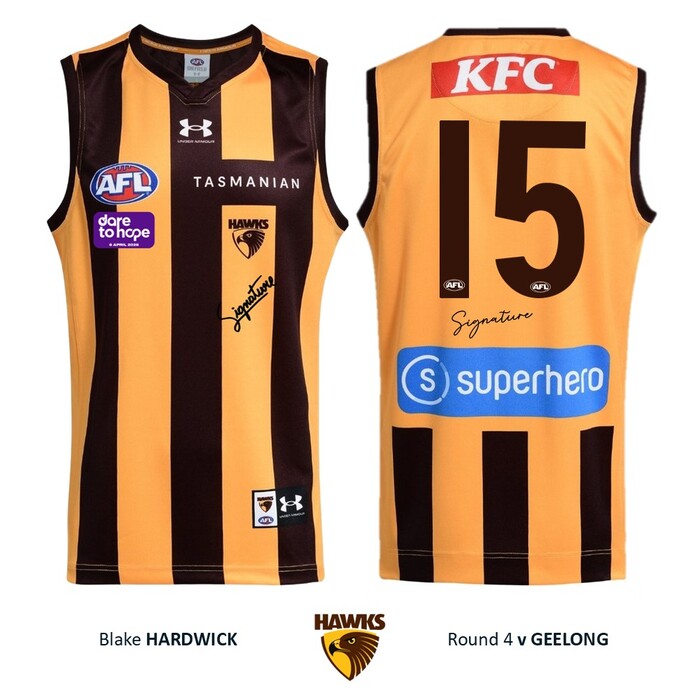 Photo of Blake Hardwick #15 Hawthorn 2026 Dare to Hope Guernsey