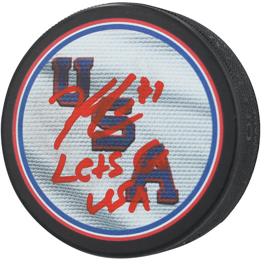 Kyle Connor Winnipeg Jets Autographed Team USA 2026 Olympics Hockey Puck with 
