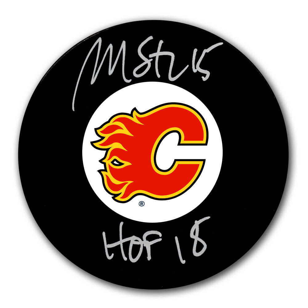 Martin St. Louis Autographed Calgary Flames Hockey Puck - HOF 2018