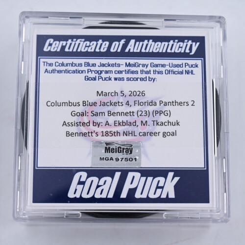 Image of Bennett, Sam - Florida Panthers - March 5, 2026 at Columbus Blue Jackets (Blue Jackets' 25th Anniversary Logo)