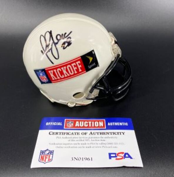 NFL - Rams Marshall Faulk Signed Mini Helmet With Kickoff Logo