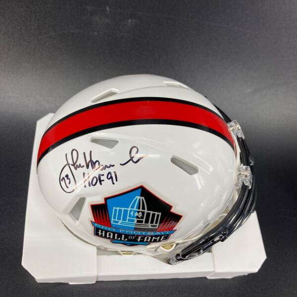 HOF - Patriots John Hannah Signed HOF Mini Helmet