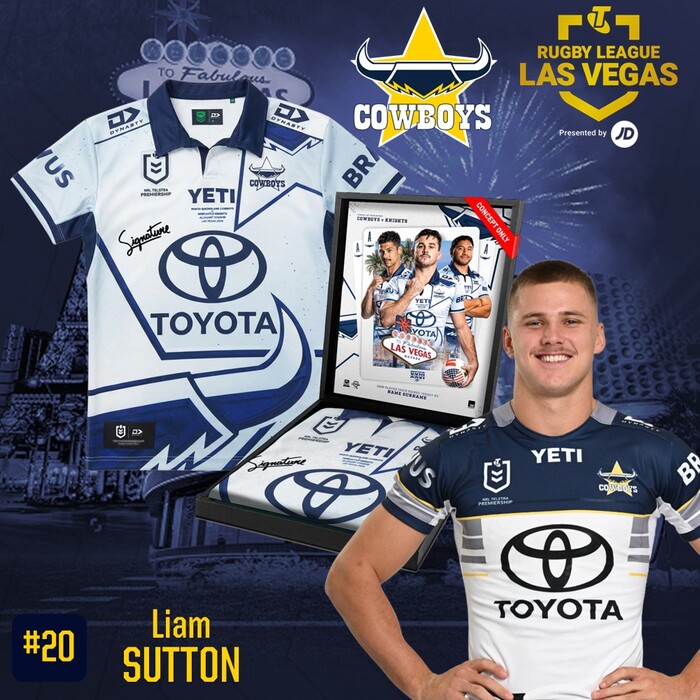 Photo of Liam Sutton #20 2026 North Queensland Toyota Cowboys Vegas Player-Issue Jersey