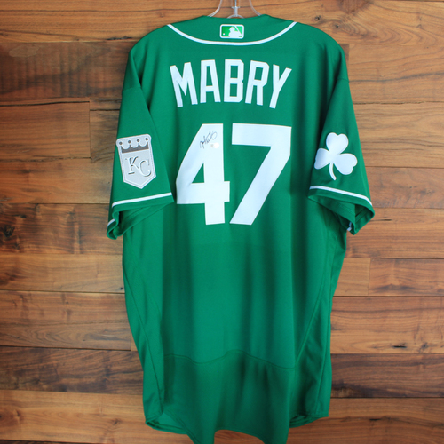 Autographed 2020 St. Patrick's Day Jersey: John Mabry #47 - Size 50 | Kansas City Royals Auctions