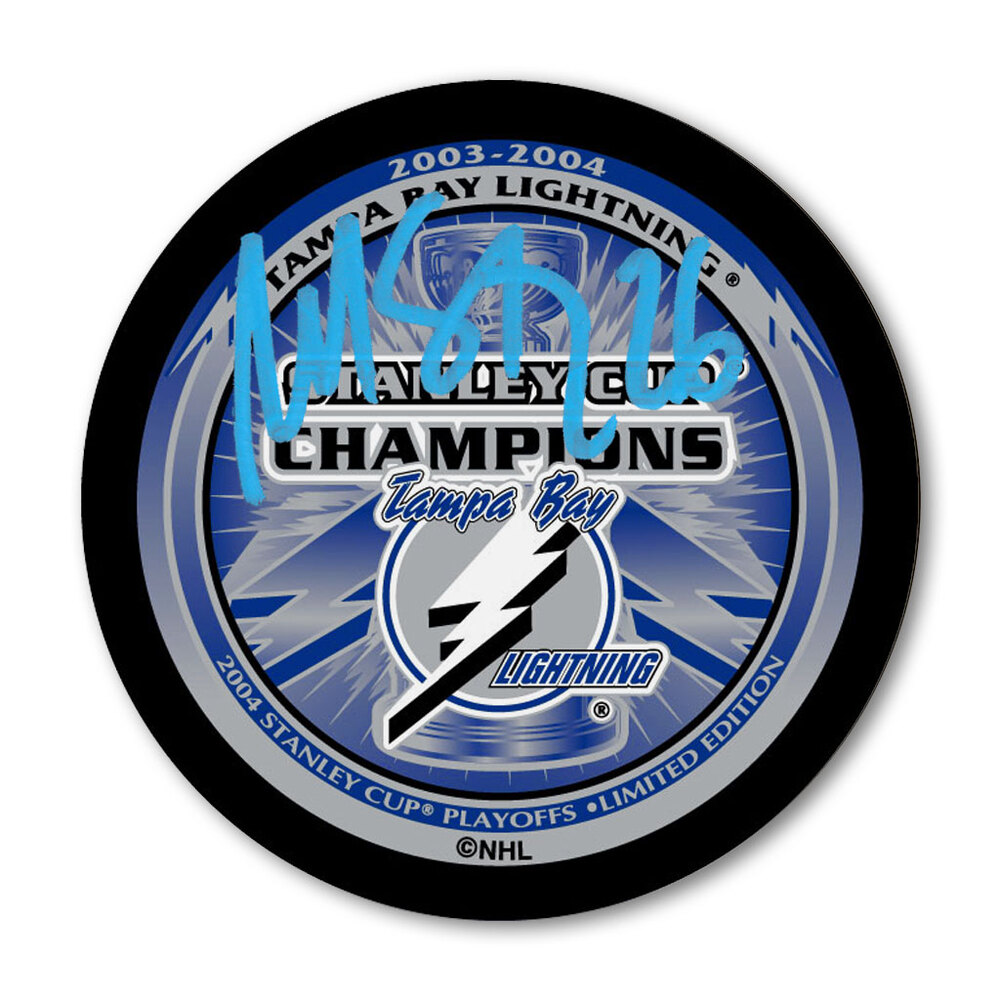 Martin St. Louis Autographed Tampa Bay Lightning 2004 Stanley Cup Champions Hockey Puck