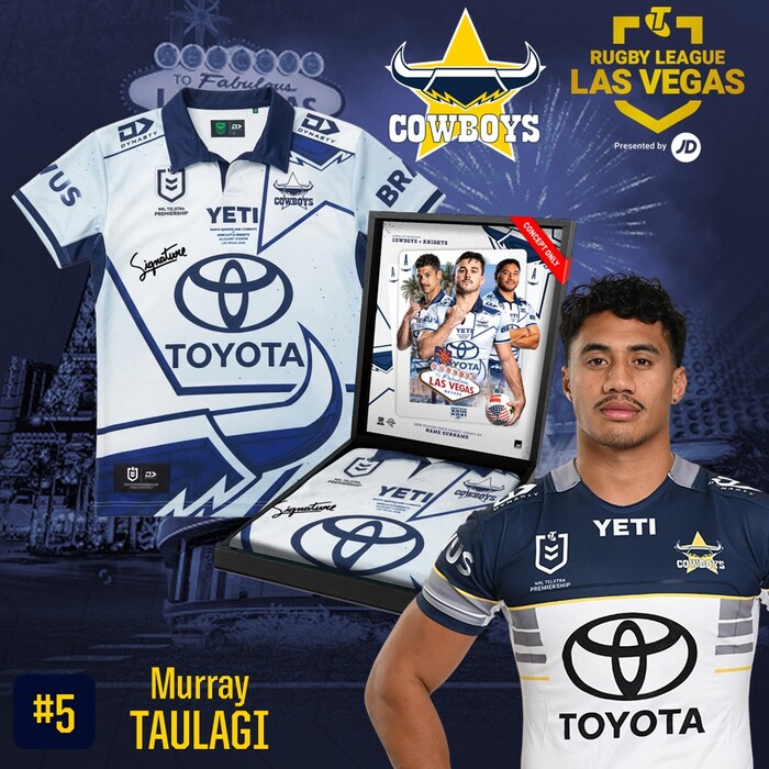Photo of Murray Taulagi  #5 2026 North Queensland Toyota Cowboys Vegas Player-Issue Jersey