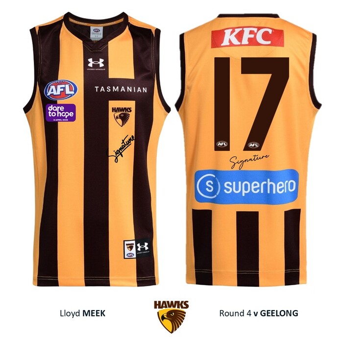 Photo of Lloyd Meek #17 Hawthorn 2026 Dare to Hope Guernsey