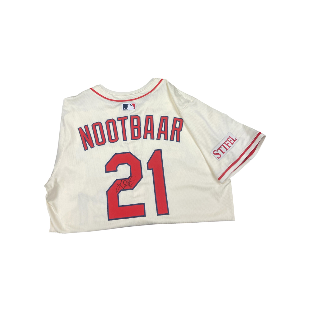 Lars Nootbaar Autographed Game Used Cream Jersey (3/29/25 MIN
