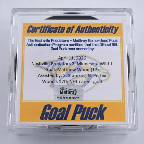 Image of Wood, Matthew - Nashville Predators - April 11, 2026 vs. Minnesota Wild (Predators Logo)