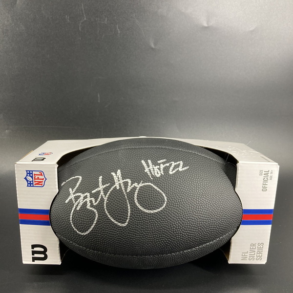HOF - 49ers Bryant Young Signed Black Metallic Football with 49ers Logo
