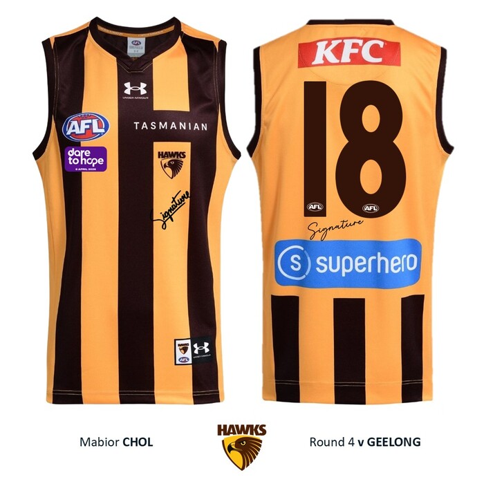 Photo of Mabior Chol #18 Hawthorn 2026 Dare to Hope Guernsey