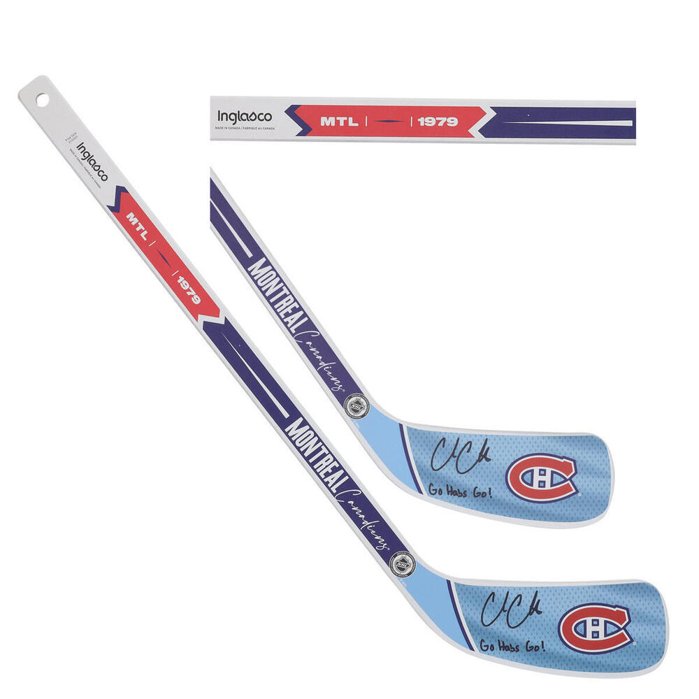 Cole Caufield Montreal Canadiens Autographed Reverse Retro Mini Stick with 