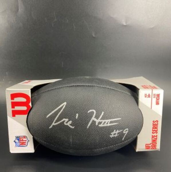 NFL - Chargers Tre Harris Signed Black Composite Silver Series Football