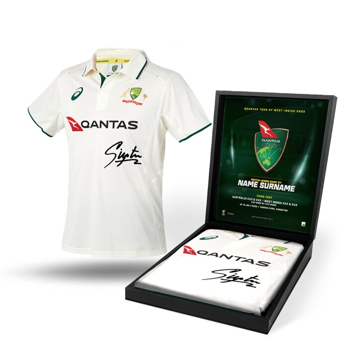 Photo of Nathan Lyon 2025 West Indies v Australia Third Test Match-Issued Shirt