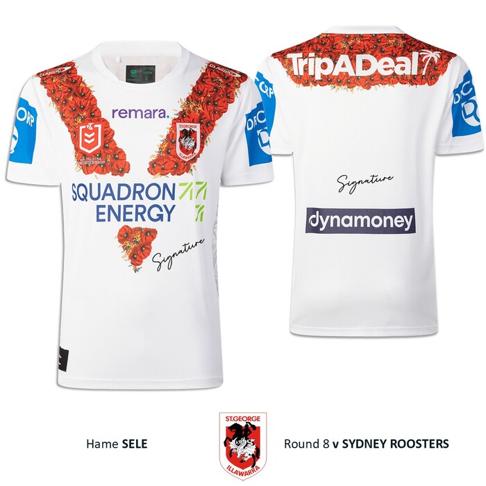 Photo of Hame Sele #21 St George Illawarra Dragons 2026 Anzac Round Jersey