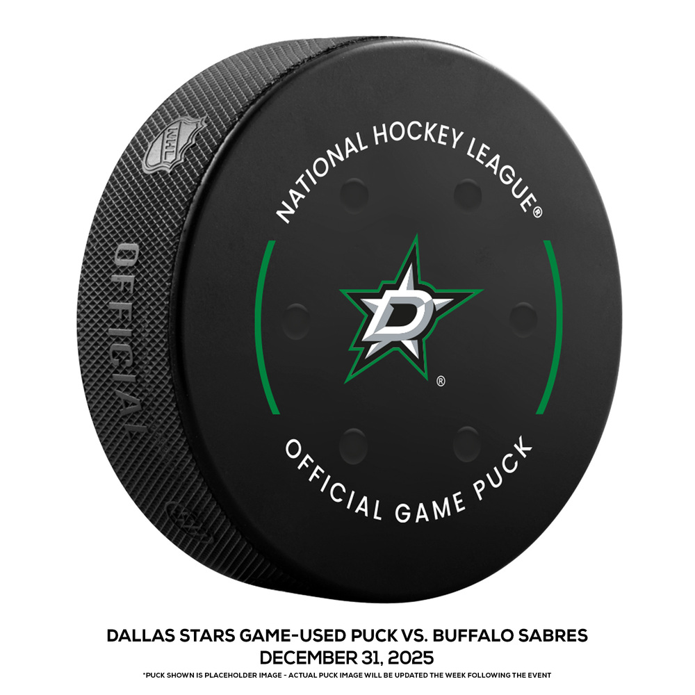 Dallas Stars Game-Used Puck vs. Buffalo Sabres on December 31, 2025 - Sabres Tie Franchise Record With 10th Straight Win