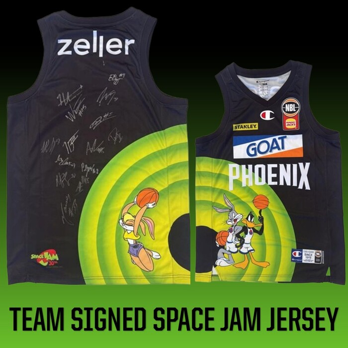 Photo of S.E. Melbourne Phoenix NBL26 Team Signed Space Jam Jersey - Medium