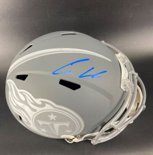 NFL - Titans Cam Ward Signed Slate Replica Speed Helmet