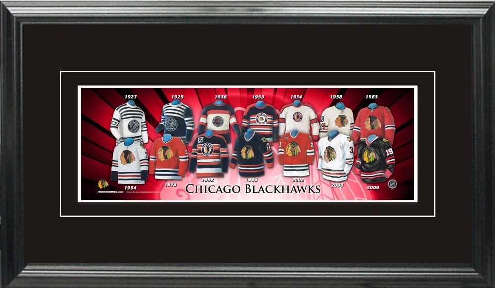 Chicago Blackhawks 5x15 Framed Jersey Evolution Print