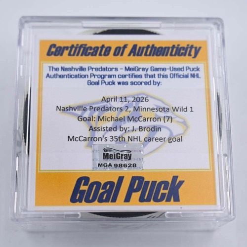 Image of McCarron, Michael - Minnesota Wild - April 11, 2026 at Nashville Predators (Predators Logo)