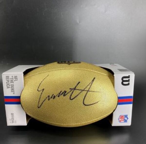 NFL - Chiefs Emmett Johnson Signed Gold Composite Football