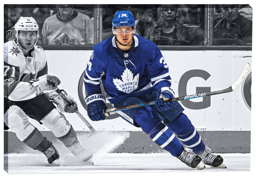 Auston Matthews - 20x29 Canvas Toronto Maple Leafs Spotlight Action-H