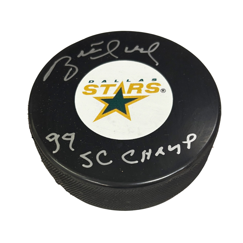 BRETT HULL Signed Dallas Stars Puck with 