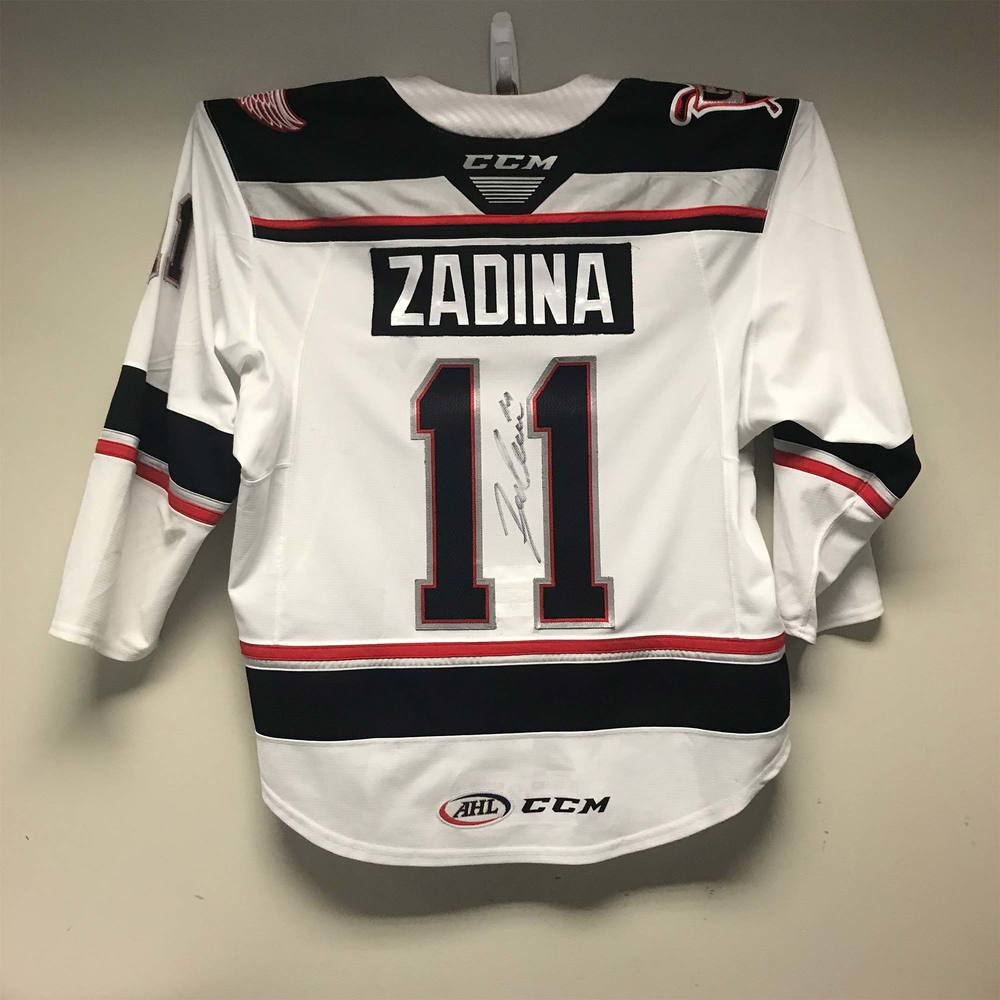 AHL Authentic Grand Rapids Griffins Regular Season Jersey worn and Signed by 11 Filip Zadina