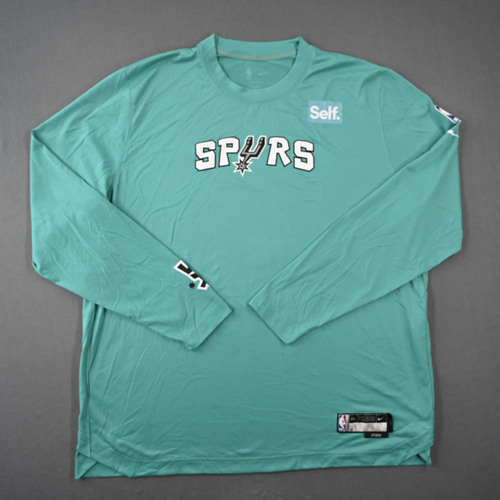Image of Collins, Zach - San Antonio Spurs - Game-Issued City Edition Long-Sleeved Shooting Shirt - 2022-23 NBA Season