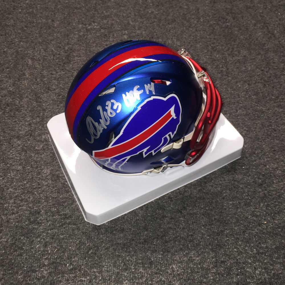 HOF BILLS ANDRE REED SIGNED BILLS BLAZE MINI HELMET The official