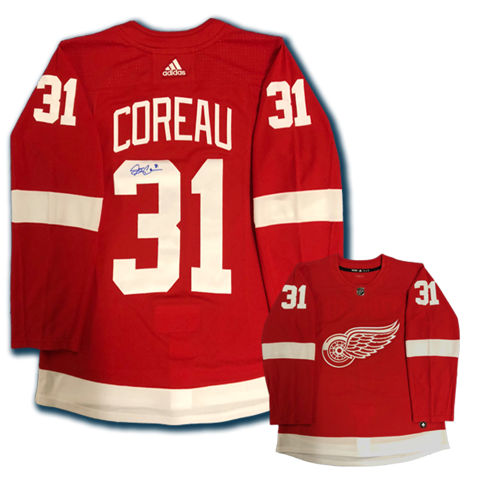 JARED COREAU Signed Detroit Red Wings Red Adidas PRO Jersey