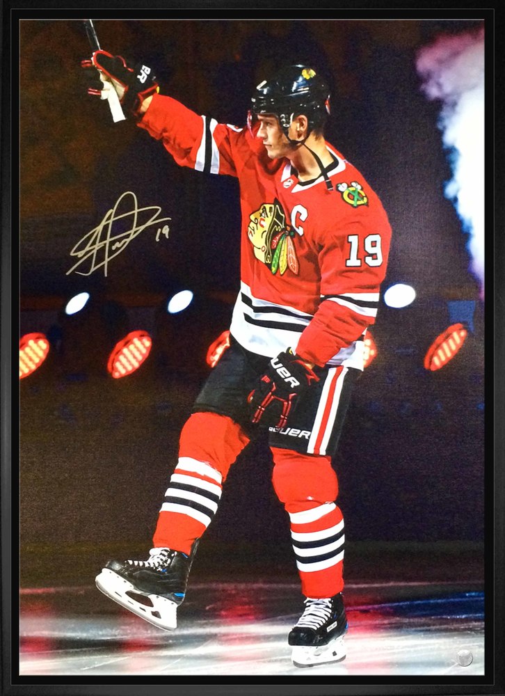 Jonathan Toews - Signed 20x29 Framed Canvas Blackhawks Stick Salute